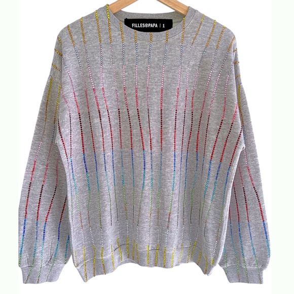 FILLES A PAPA Rainbow Crystal Top and Jogger Pant Set - Picture 2 of 16